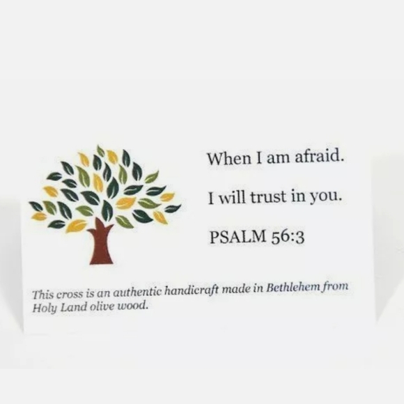 1 LARGE 4" Genuine olive wood. handmade/ JERUSALEM palm worry cross - Picture 4 of 13